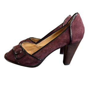 Sofft Suede Shoe Women 8.5 Maroon Heel Slip On Witchy Retro Festival Boho Fairy